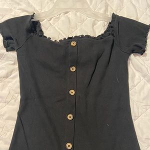 Aeropostale Black Off The Shoulder Black Button Shirt